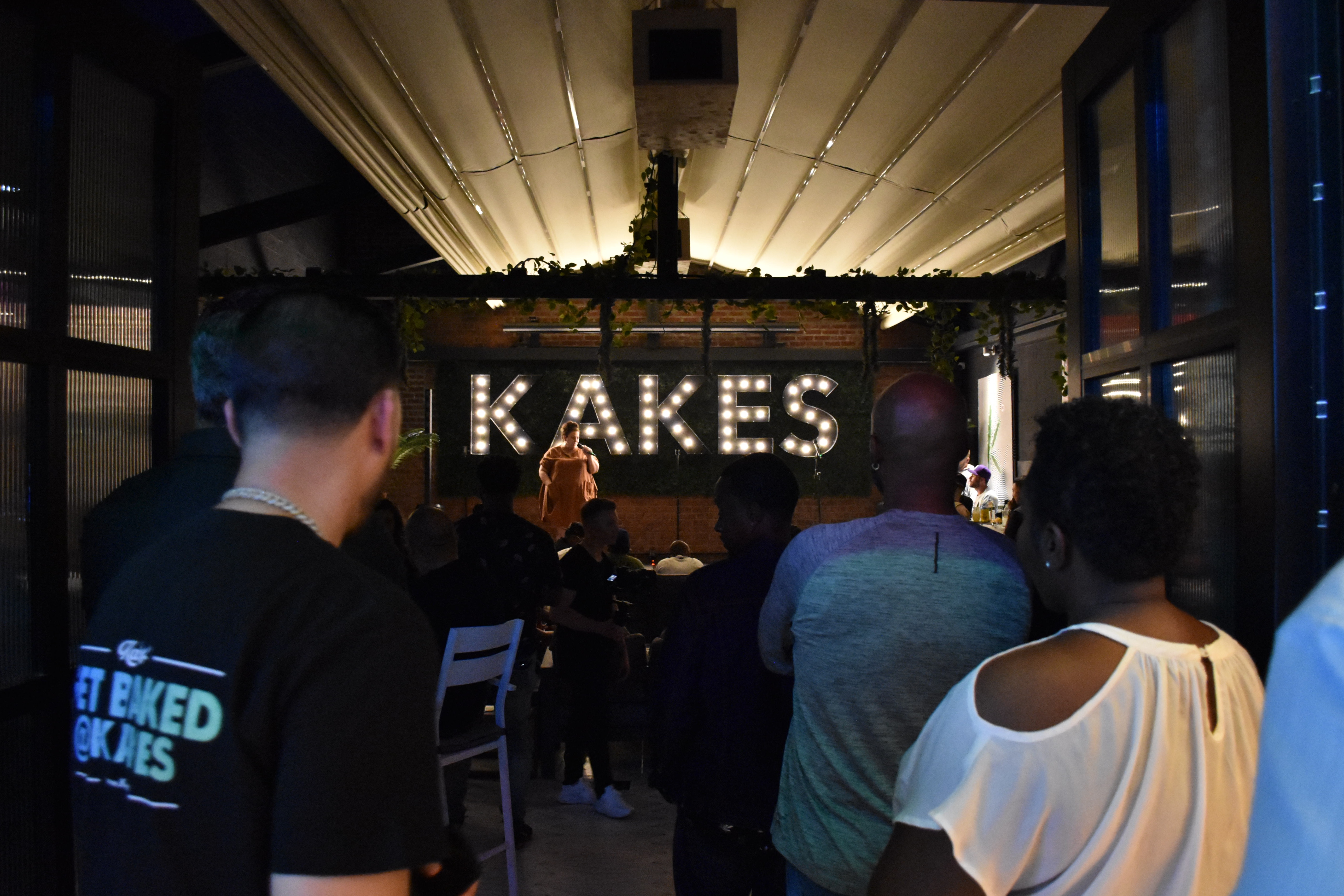 A packed event night at Kakes NYC under the marquee